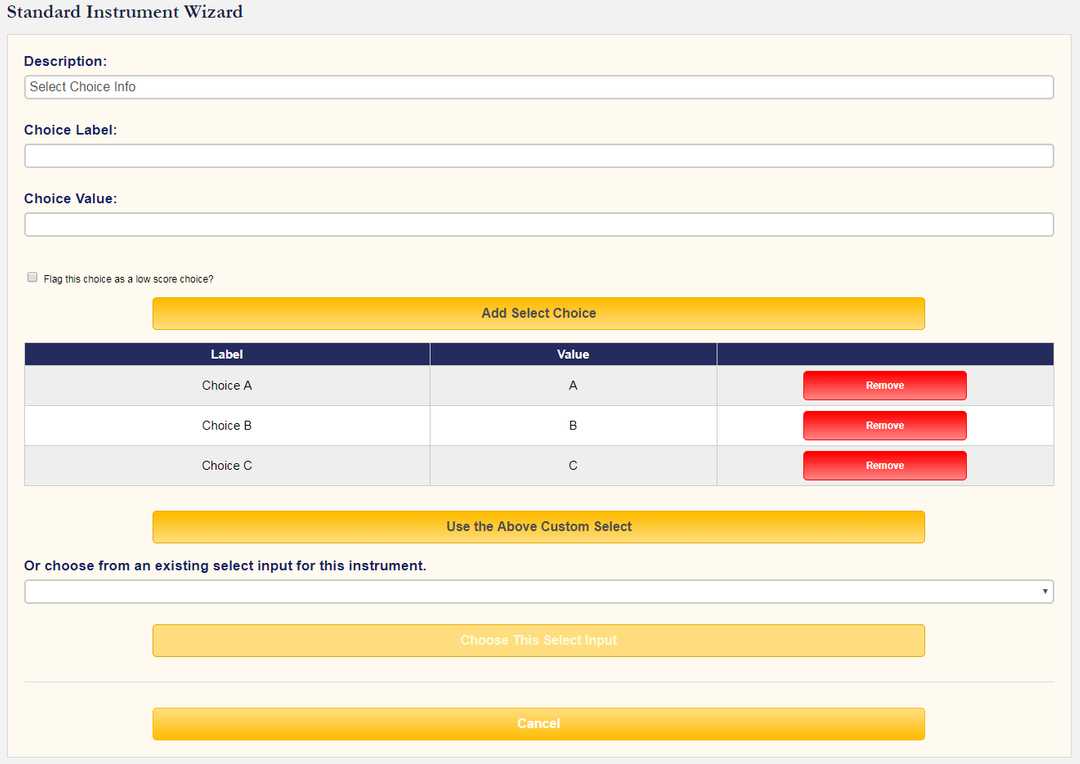 Creating a new Select Indicator