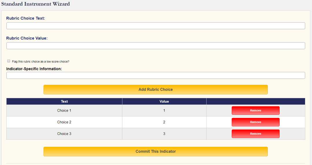 Creating Rubric Choices